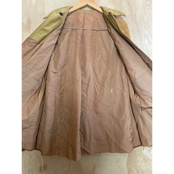 Vintage 70s Suede & Leather Tan Cape Coat Sz Small Retro Boho Mod w/FLAWS - Picture 7 of 16